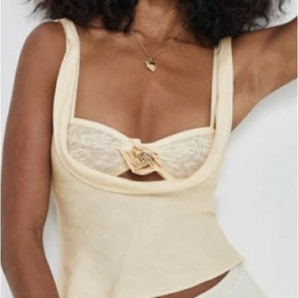 Lioness Cream and White Tank Tops